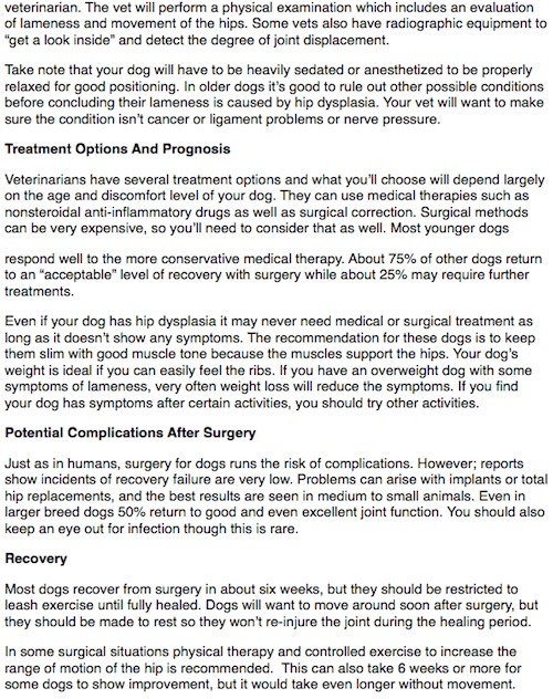 Article for a veterinarian about canine hip dysplasia