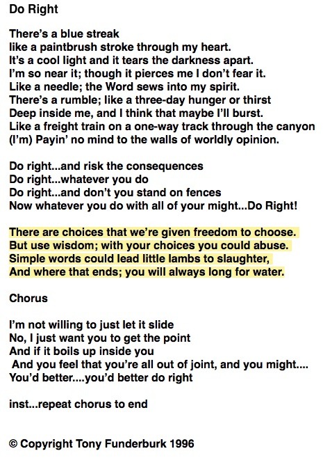 Do-Right-Lyrics by Tony Funderburk