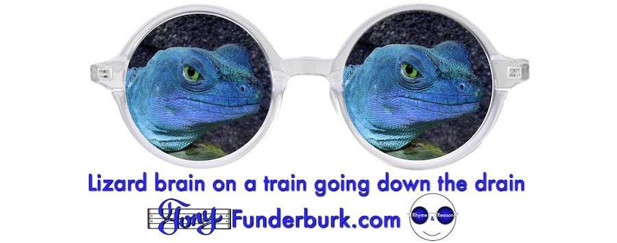 Lizard brain on a train going down the drain