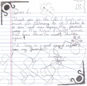 Azure's fan mail letter about her favorite singer songwriter